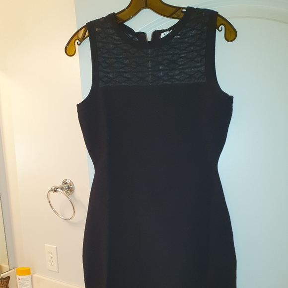 Black milly women dress with translucent texture sheath top and bottom,size M - Picture 3 of 6